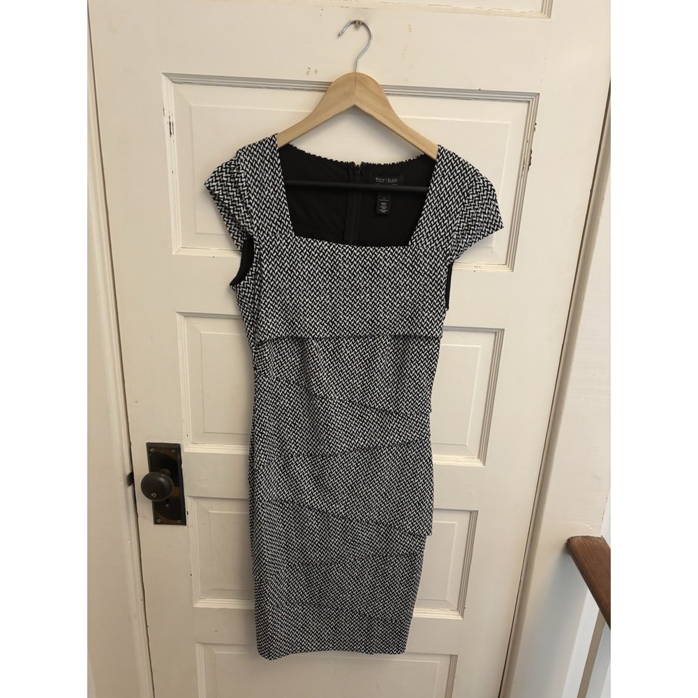 White House Black Market Black Instantly Slimming Layered Sheath Dress Size 4